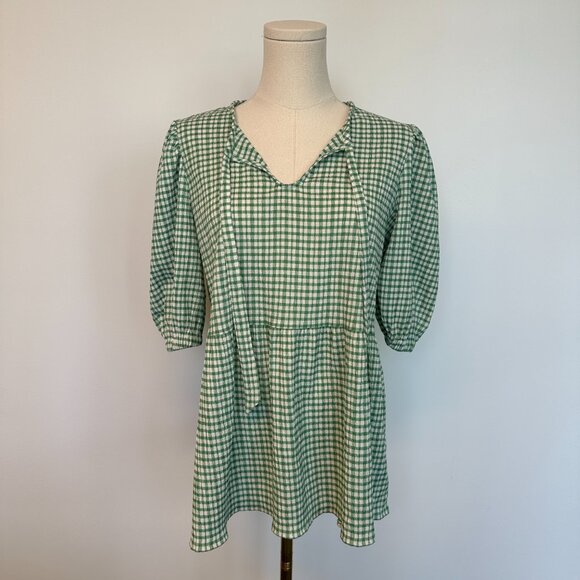 Smash + Tess Green Checkered Blouse - Picture 2 of 4